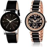 Analog Black Color Watch For Girls And Women Combo Of 2