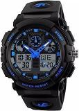 Analog Digital Sports Multi Functional Dual Time Black Dial Watch For Mens Boys SK04