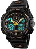 Analog Digital White Dial Men's Watch 1270 Yellow