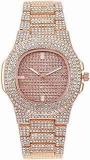 Analog Full Diamond Rose Gold Chronograph Unisex Watch