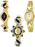 Analog Golden Color Combo Of 3 Watch For Girls And Women