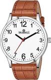 Analog Men's Watch White Dial Brown Colored Strap