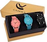 Analog Multi Color Leathers Strap Pack of 3 Combo Watch for Girls and Women Watch