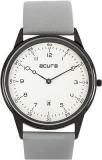 Analog Slim Watch For Men & Women. Cool, Classy, Trendy, Funky, Stylish Unisex Watches. Round White Dial Grey Strap