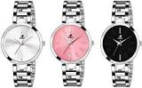 Analog Stainless Steel Combo Pack Of 3 Multi Colour Dial Girl's And Women's Watch Manisha Combo White Pink Black