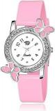 Analog White Dial Diamond Studded Butterfly Watch For Girls & Women