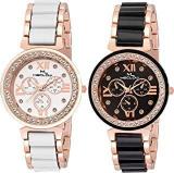 Analogue Black And White Dial Watch For Women Set Of 2