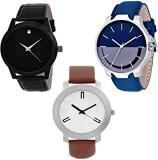 Analogue Blue Dial Men's Watch With Full Black Pack Of 3