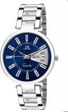 Analogue Blue Dial Stainless Steel Chain Day And Date Women's Watch