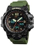 Analogue Digital Men's Watch Black Dial Green Colored Strap