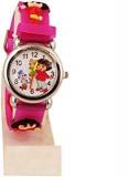 Analogue Girls' Watch Pink Dial Pink Colored Strap