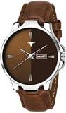 Analogue Men's & Boy's Day And Date Watch Brown Dial Brown Colored Strap, BRW385