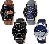 Analogue Men's & Women's Watch Black Dial Pack Of 4