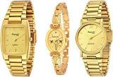 Analogue Men's Watch Gold Dial Gold Colored Strap Pack Of 3