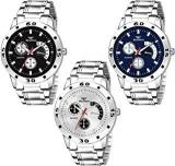 Analogue Men's Watch Multicolour Dial Silver Colored Strap Pack Of 3