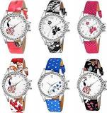 Analogue Multi Colour Round Dial Girl's And Women's Watch 8066 Combo Pack Of 6