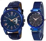 Analogue Round Blue Dial Men's & Women's Couple Watch Combo W236 260BL