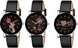 Analogue Women's Watch Black Dial Pack Of 3