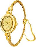 Analogue Women's Watch Gold Dial Gold Colored Strap