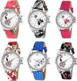 Analogue Women's Watch Multicolour Dial Assorted Colored Strap Pack Of 6