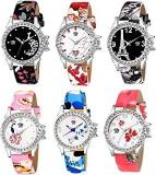 Analogue Women's Watch Multicolour Dial Multicolour Strap Pack Of 6