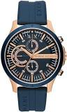 Armani Exchange Silicone Hampton Analog Blue Dial Men Watch Ax2440, Blue Band