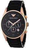 ARMANI WATCH Stainless Steel Chronograph Black Band with Rose Gold Dial Men's Watch