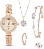 BAREPEPE Rose Gold Watch Gift Set For Women/Girls With Jewellery