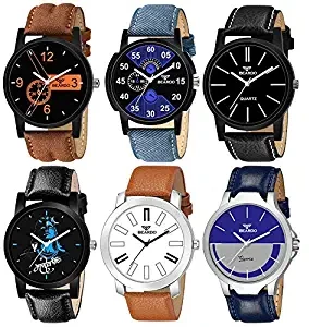 BEARDO Pack of 6 Multicolour Analog Analog Watch for Men and Boys