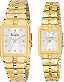 BEZELO Analog Unisex Adult Watch Silver Dial, Gold Colored Strap