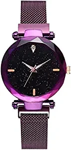 BID Luxury Mesh Magnet Buckle Starry Sky Quartz Watches for Girls Fashion Clock Mysterious Black Lady Analog Watch for Girls