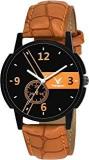 Black & Orange Round Dial Watch For Men VOGR 10