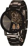 Black Dial Stainless Steel Chrome Plated Mens Watch & Women Watches Couple Watch