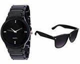 Blutech Analogue Black Dial Unisex Watch & Sunglass Combo 21489225