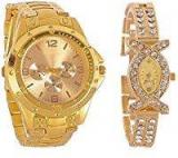 BLUTECH Analogue Gold Dial Men'S And Women'S Watch M Combo Golden Couple