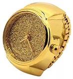 Bold N Elegant Be Bold Inside & Elegant Outside Bold N Elegant Glittering Dial Metallic Unisex Round Stylish Finger Ring Watch Punk Style Adjustable Ring With Watch For Men N Women