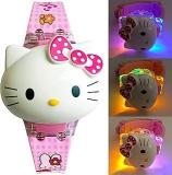 Brishti 3D Kitty Cat Character Multicolored Glowing Light And Musical Digital Girl's Wrist Watch | Unique Cute Cartoon Character On Strap | Soft Silicone Strap | Suitable For Age 3 12 Year Kids