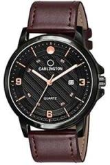 Carlington Watches for Men with Date Display and Premium Leather Strap Men s Watch Black/Brown/Green/Tan/White Colored Dial | Gift for Men | Gift for Rakhi | Gift for Brother | Rakshabandhan Gift