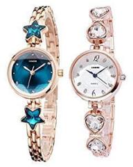 casera Analog Rose Gold and Copper Star Diamond Wrist Watch for Girls and Women