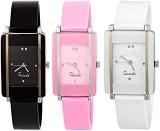 Casera Analogue Girls' Watch Black, White & Pink Dial Assorted Colored Strap Pack Of 3