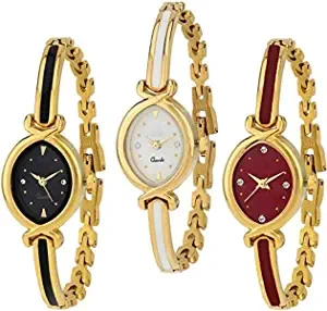 casera Analogue Girl's Watch Multicolored Dial Assorted Colored Strap Pack of 3