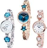 Casera Formal Analogue Girl's Watch With Metal Strap Multicolour Dial Multicolour Colored Strap 3 Combo Set