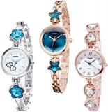 Casera Metal Strap Analogue Multicolour Dial Women's Watches Bangle Combo Pack Of 3