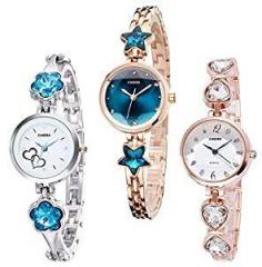 casera Metal Strap Analogue Multicolour Dial Women's Watches Bangle Combo Pack of 3