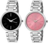 Casera New Arrival Special Collection Analogue Pink Dial Women's Watch Stylish Chain With Silver Colour | Fashion Watch |Luxurious Watch Pack Of 2