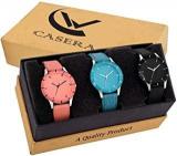 Casera Unique Collection White Analogue Women's Watch, Combo Set Of 3