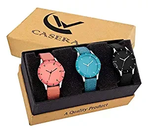 Casera Unique Collection White Analogue Women's Watch, Combo Set of 3