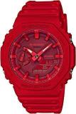 Casio Analog Digital Red Dial Men's Watch GA 2100 4ADR G988