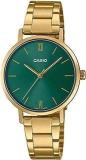 Casio Analog Green Dial Gold Band Women's Stainless Steel Watch LTP VT02G 3AUDF