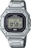 Casio Digital Black Dial Unisex Adult Watch W 218HD 1AVDF Stainless Steel, Silver Strap